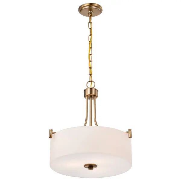 The Liam 3-Light Pendant combines timeless transitional styling with modern sophistication. Its burnished brass finish and white opal glass shades create a warm, inviting glow perfect for dining spaces and entryways. - alternate view