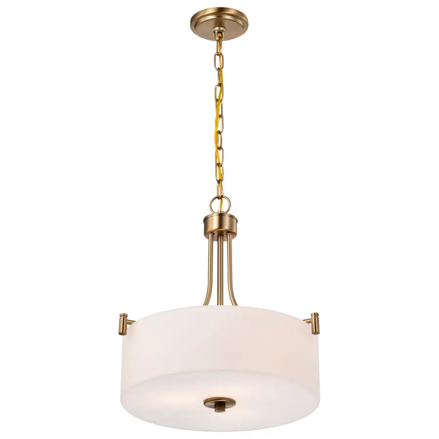 Liam 3-Light Pendant in Burnished Brass with White Opal Glass - Image 2