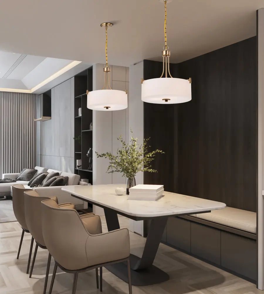 Liam 3-Light Pendant in Burnished Brass with White Opal Glass - Image 15