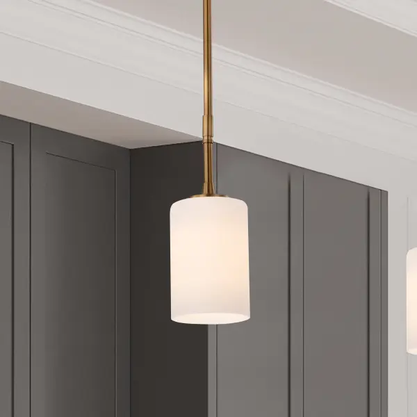 Liam 1-Light Mini Pendant in Burnished Brass with White Opal Glass - Image 16