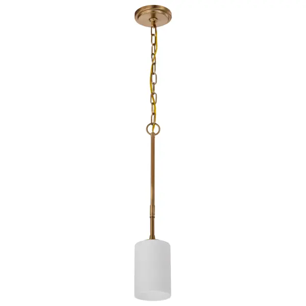 Liam 1-Light Mini Pendant in Burnished Brass with White Opal Glass - Image 3