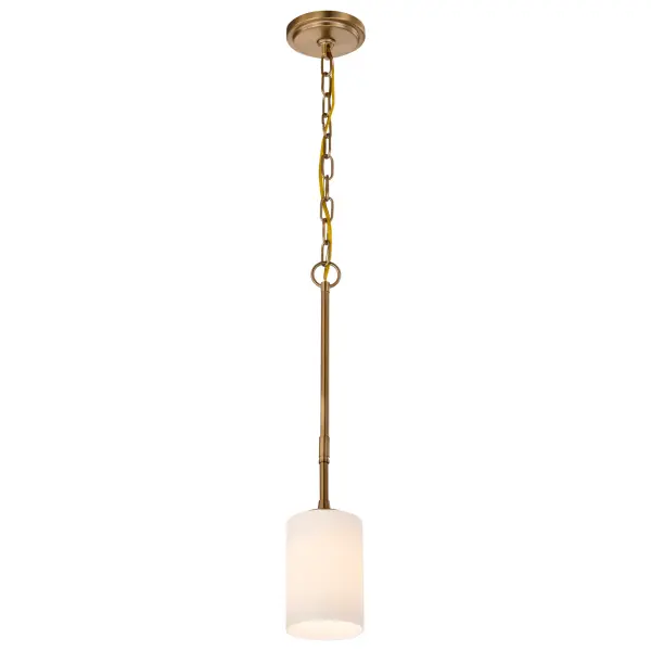 Liam 1-Light Mini Pendant in Burnished Brass with White Opal Glass - Image 4