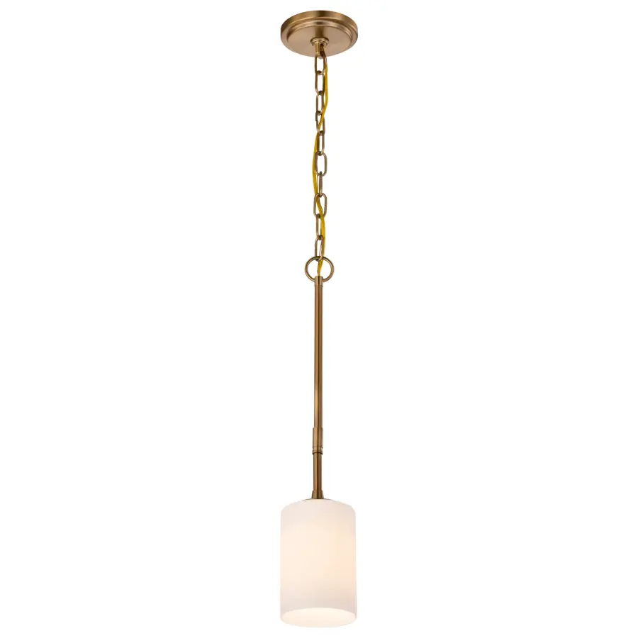Liam 1-Light Mini Pendant in Burnished Brass with White Opal Glass - Image 4