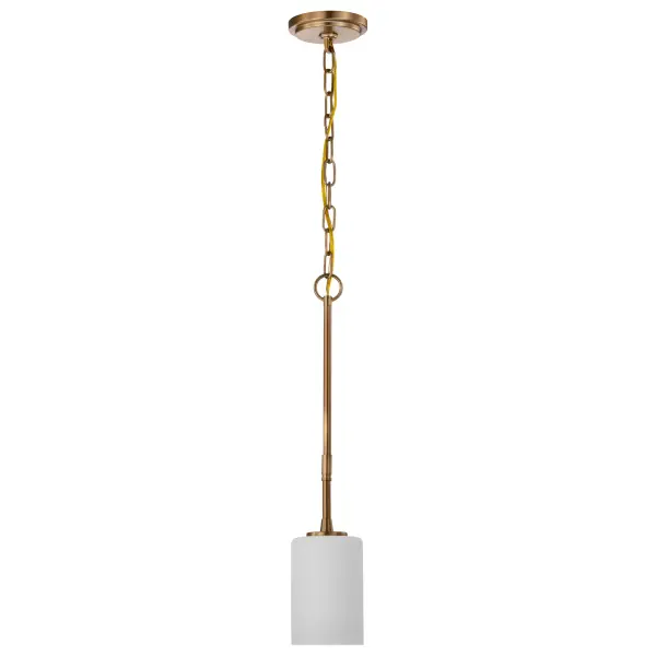 Liam 1-Light Mini Pendant in Burnished Brass with White Opal Glass - Image 5
