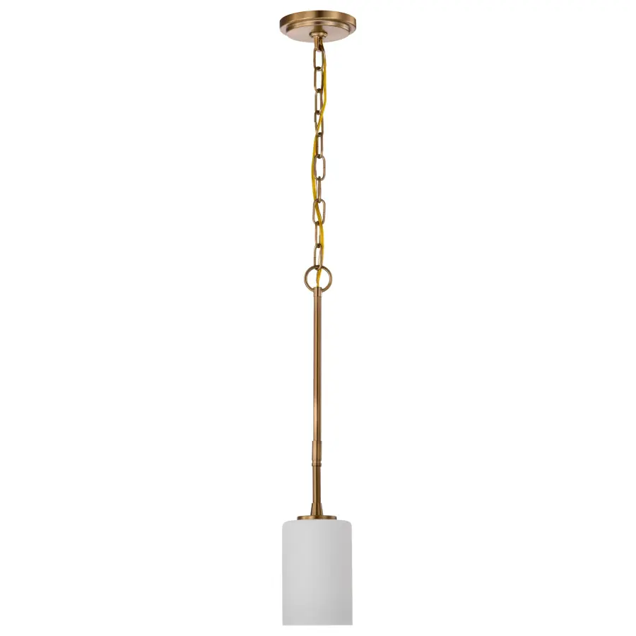 Liam 1-Light Mini Pendant in Burnished Brass with White Opal Glass - Image 5