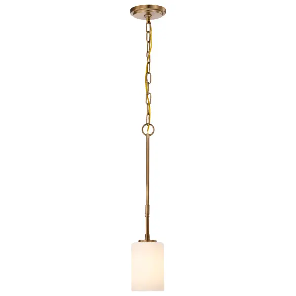 Liam 1-Light Mini Pendant in Burnished Brass with White Opal Glass - Image 6