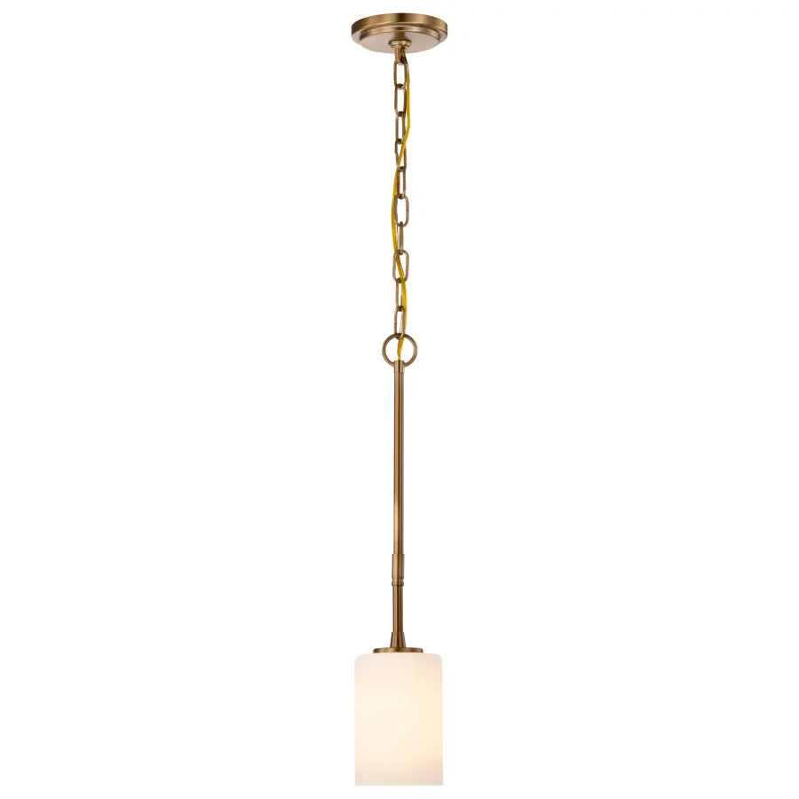 Liam 1-Light Mini Pendant in Burnished Brass with White Opal Glass - Image 6