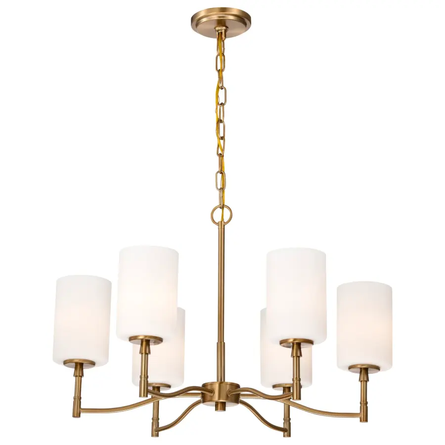Liam 6-Light Chandelier in Burnished Brass with White Opal Glass - Image 2