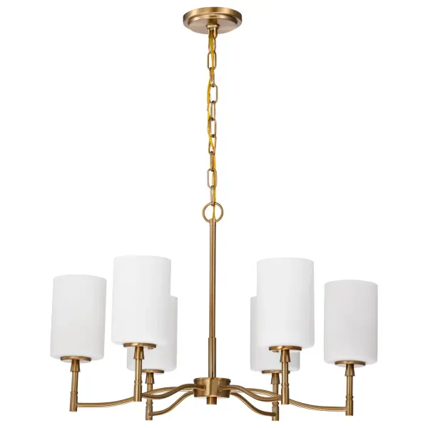 Liam 6-Light Chandelier in Burnished Brass with White Opal Glass - Image 3