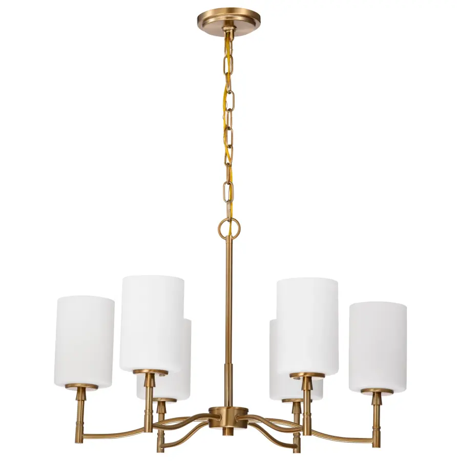 Liam 6-Light Chandelier in Burnished Brass with White Opal Glass - Image 3
