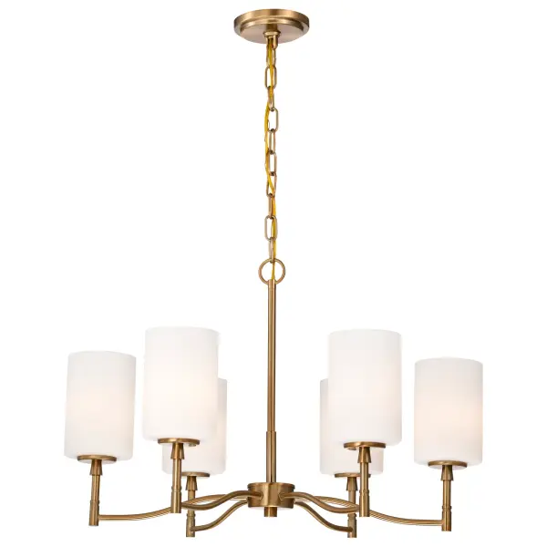 Liam 6-Light Chandelier in Burnished Brass with White Opal Glass - Image 4