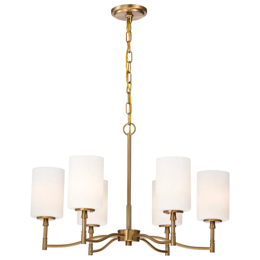 Liam 6-Light Chandelier in Burnished Brass with White Opal Glass - Image 4