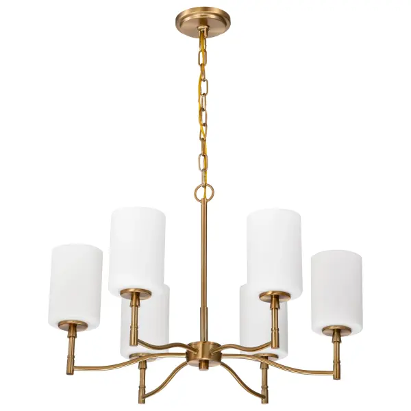 Liam 6-Light Chandelier in Burnished Brass with White Opal Glass - Image 5