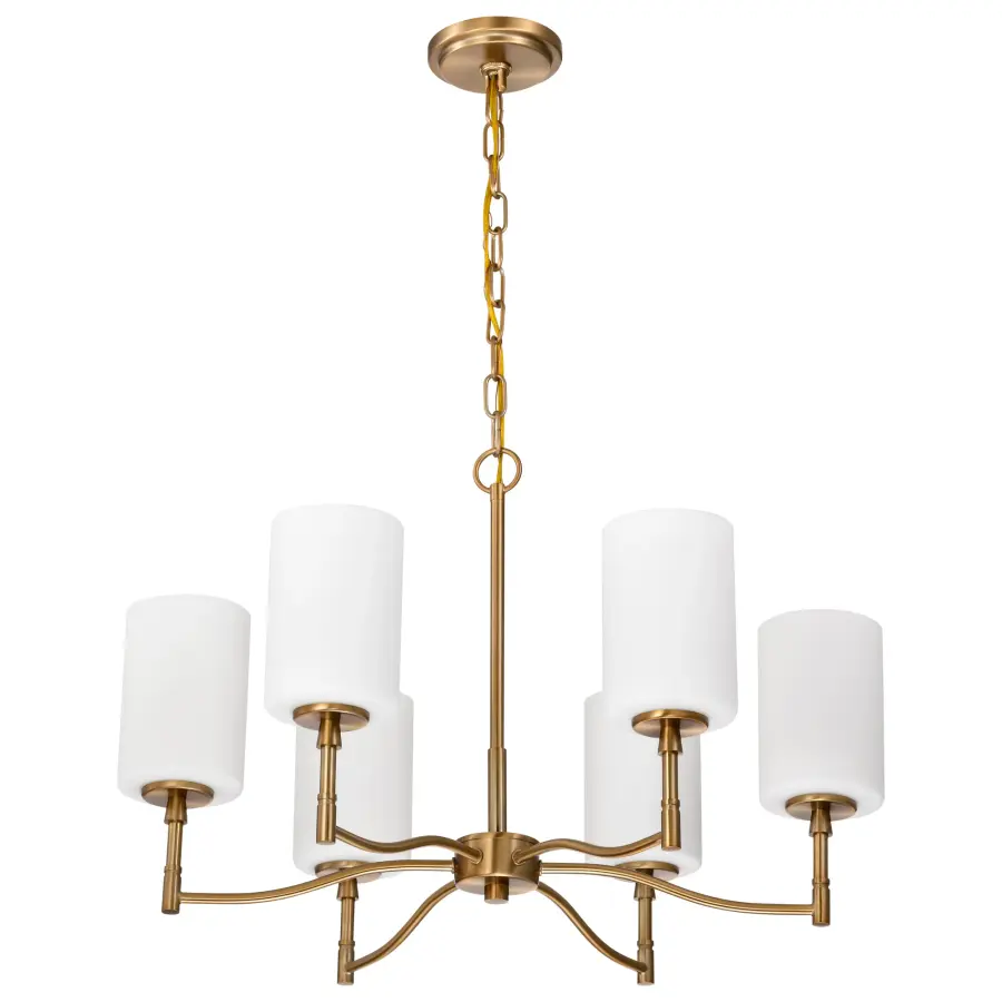 Liam 6-Light Chandelier in Burnished Brass with White Opal Glass - Image 5