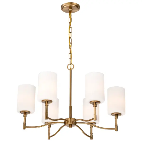 Liam 6-Light Chandelier in Burnished Brass with White Opal Glass - Image 6