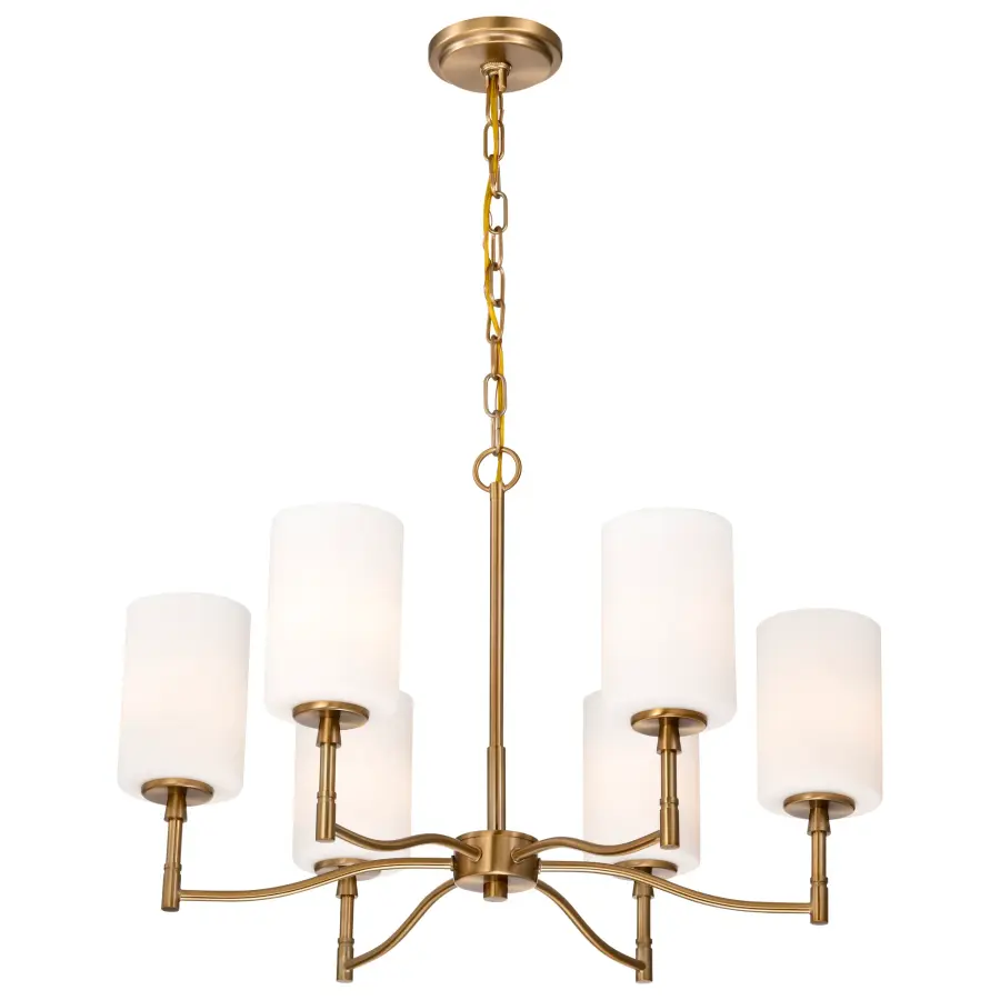 Liam 6-Light Chandelier in Burnished Brass with White Opal Glass - Image 6