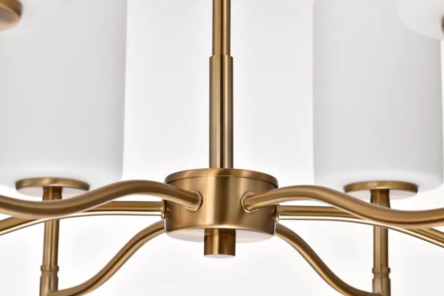 Liam 6-Light Chandelier in Burnished Brass with White Opal Glass - Image 7