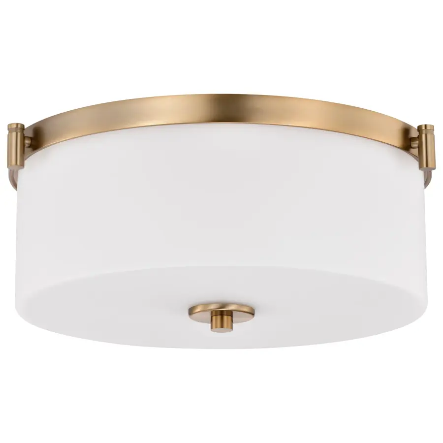 Liam 3-Light Flush Mount in Burnished Brass with White Opal Glass - Image 1