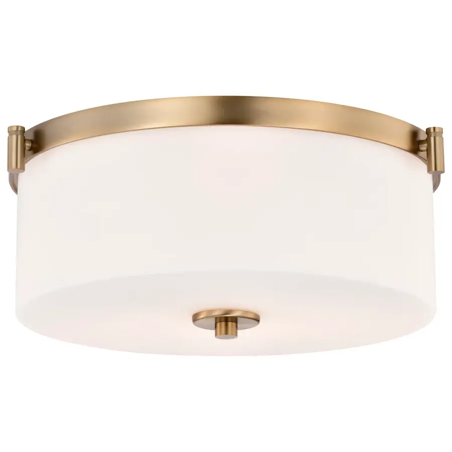 Liam 3-Light Flush Mount in Burnished Brass with White Opal Glass - Image 2