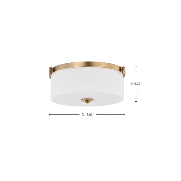 Liam 3-Light Flush Mount in Burnished Brass with White Opal Glass - Image 12