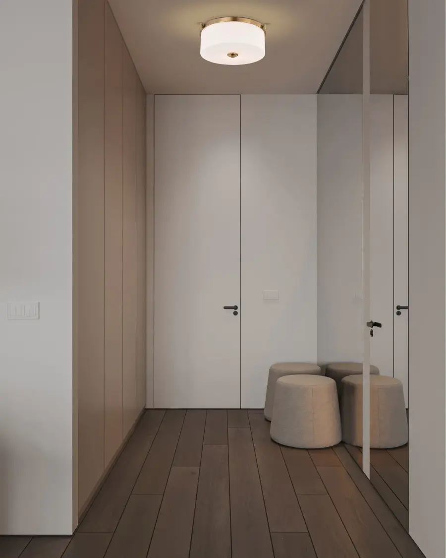Liam 3-Light Flush Mount in Burnished Brass with White Opal Glass - Image 13