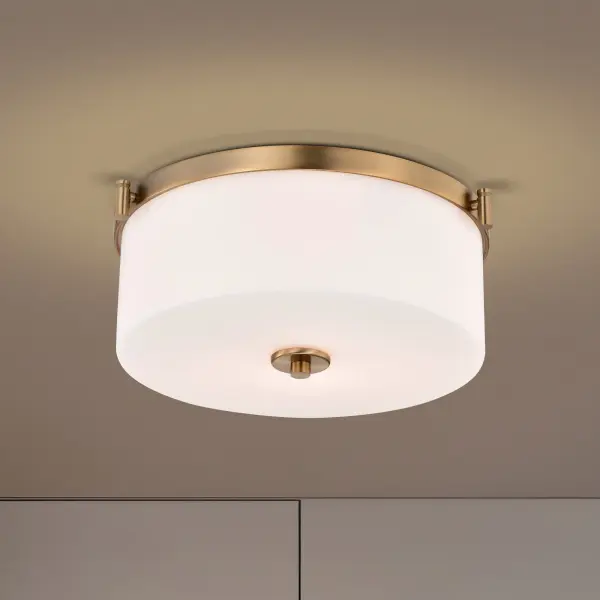 Liam 3-Light Flush Mount in Burnished Brass with White Opal Glass - Image 14