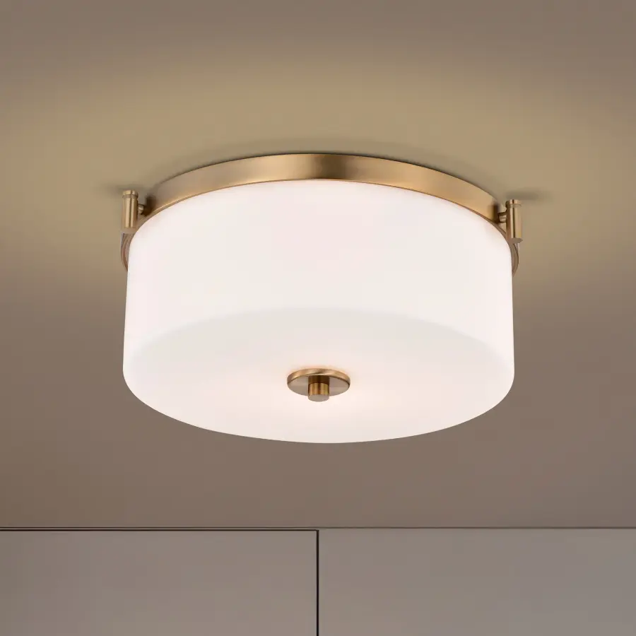 Liam 3-Light Flush Mount in Burnished Brass with White Opal Glass - Image 14