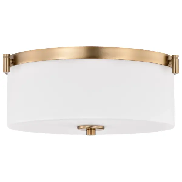 Liam 3-Light Flush Mount in Burnished Brass with White Opal Glass - Image 3