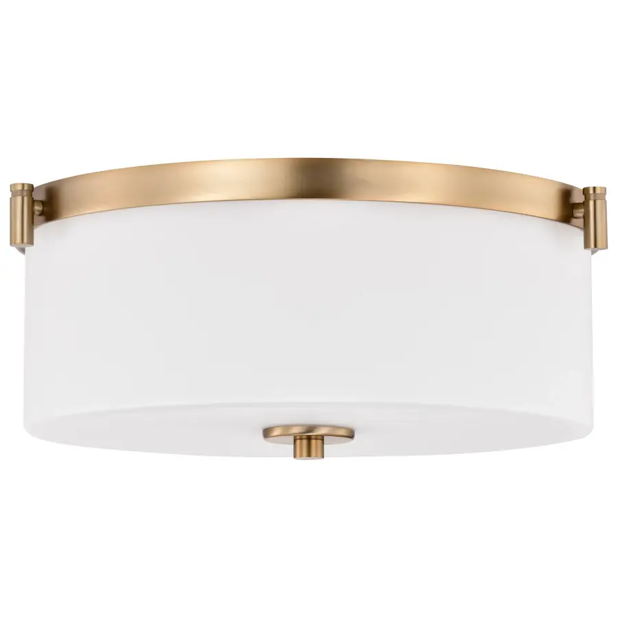 Liam 3-Light Flush Mount in Burnished Brass with White Opal Glass - Image 3