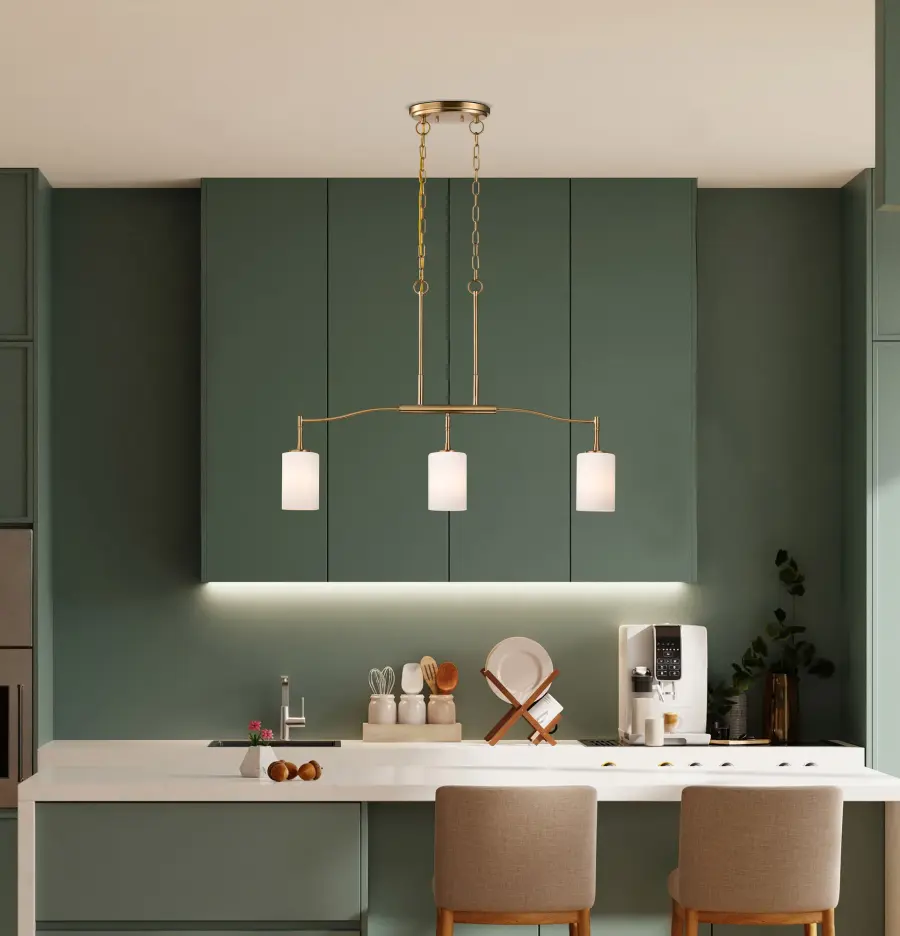 Elegant Transitional Island Pendant with Timeless Brass Finish - Image 18