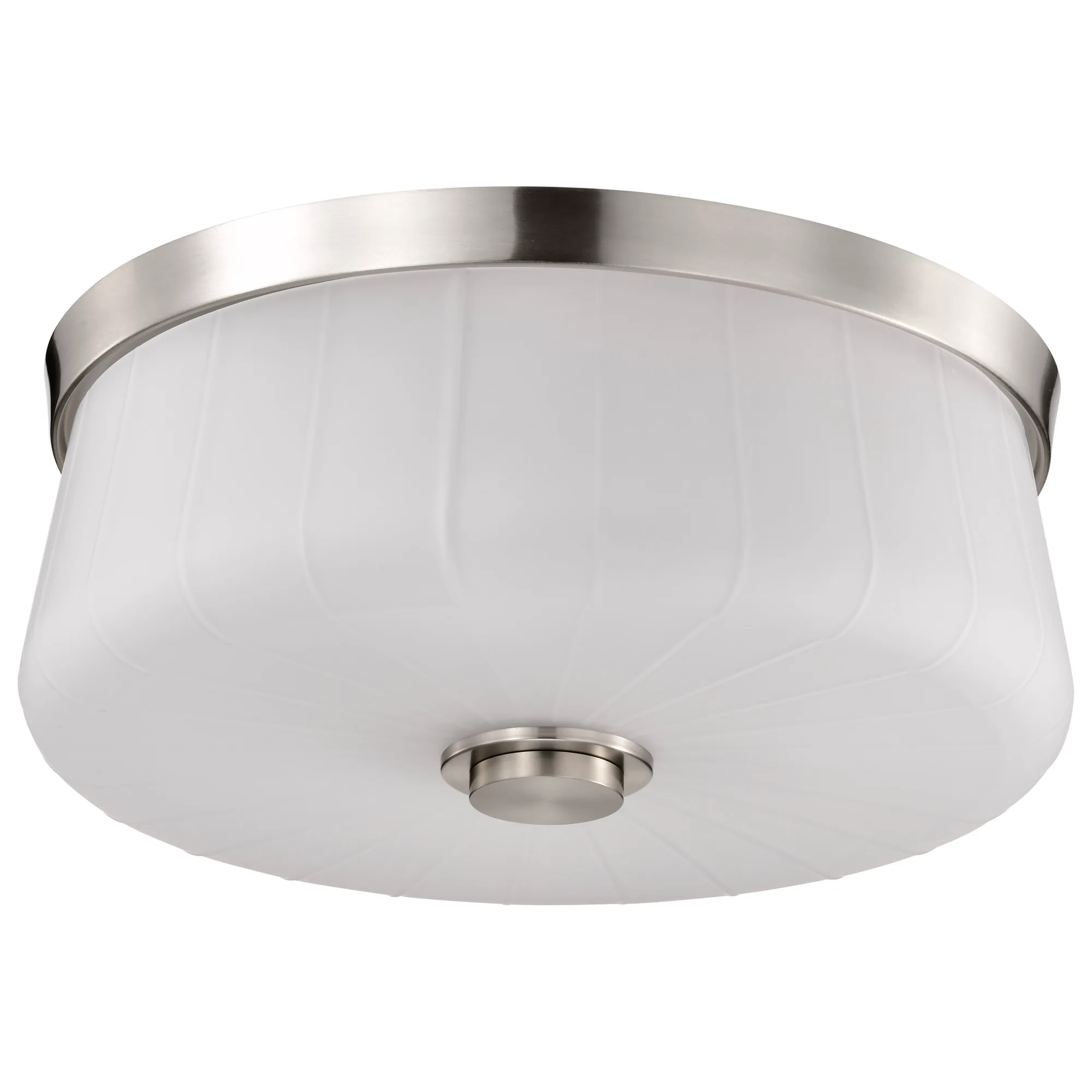 Lune 3-Light Flush Mount in Brushed Nickel with Etched White Glass