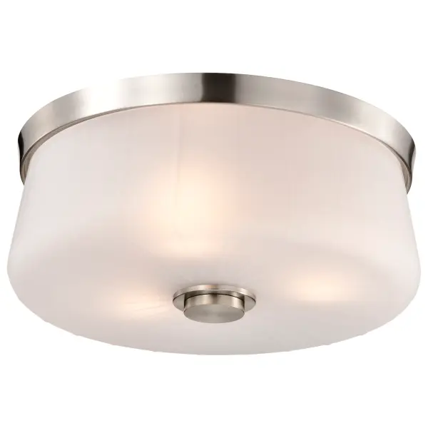 The Lune flush mount beautifully reimagines retro aesthetics with graceful lines and etched scalloped glass that casts a warm, inviting glow. Perfect for spaces with lower ceilings where style matters. - alternate view