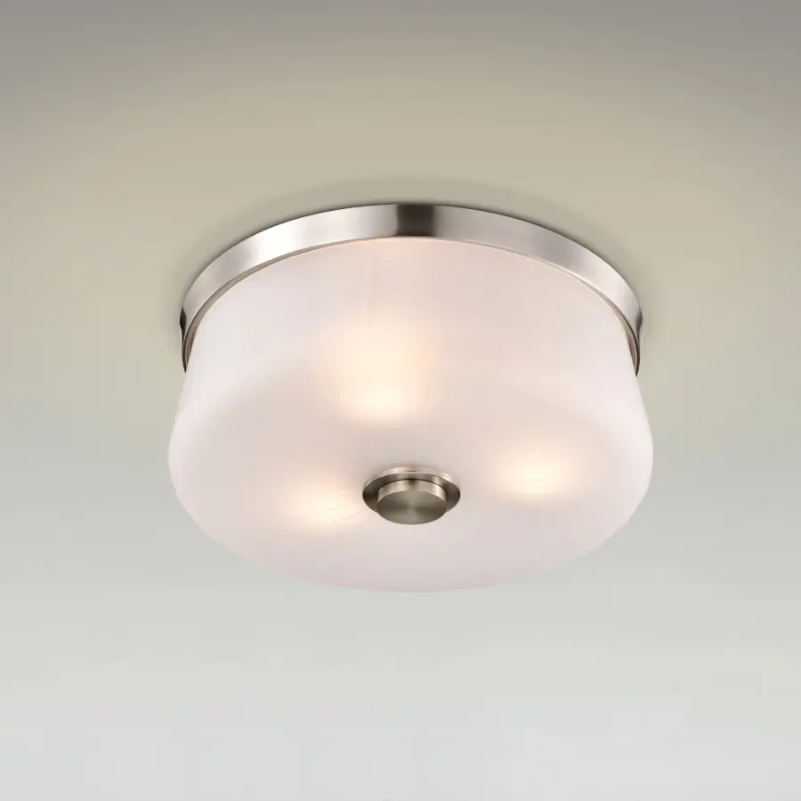 Lune 3-Light Flush Mount in Brushed Nickel with Etched White Glass - Image 14