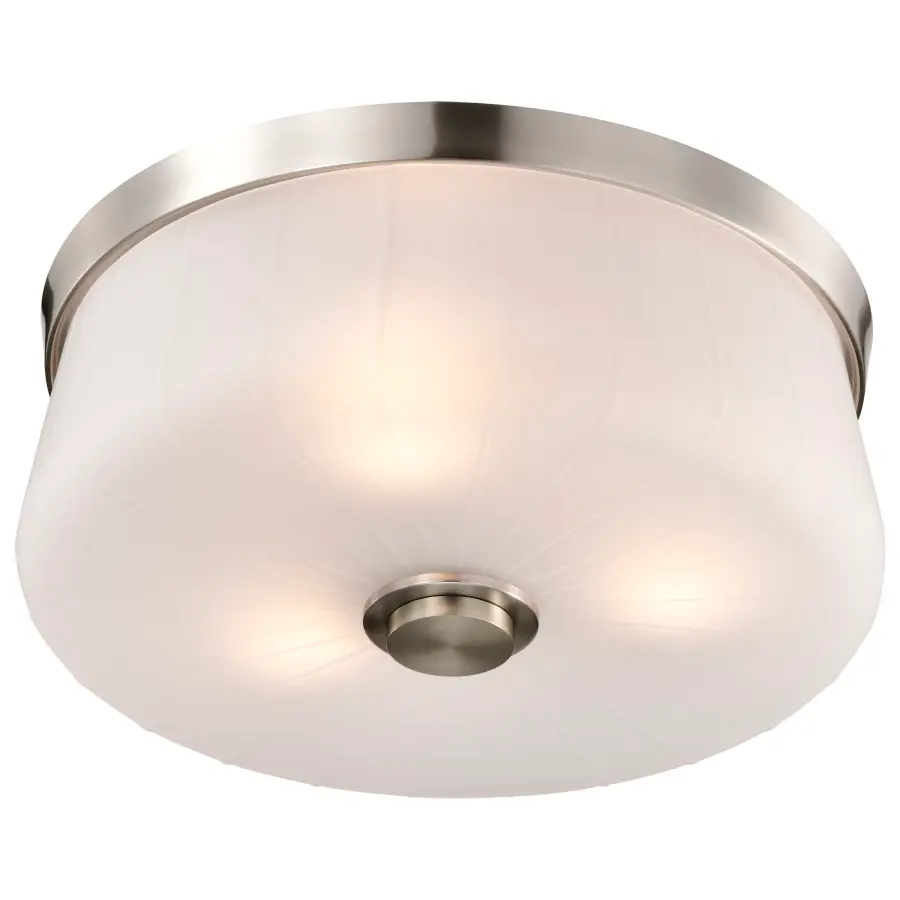 Lune 3-Light Flush Mount in Brushed Nickel with Etched White Glass - Image 4