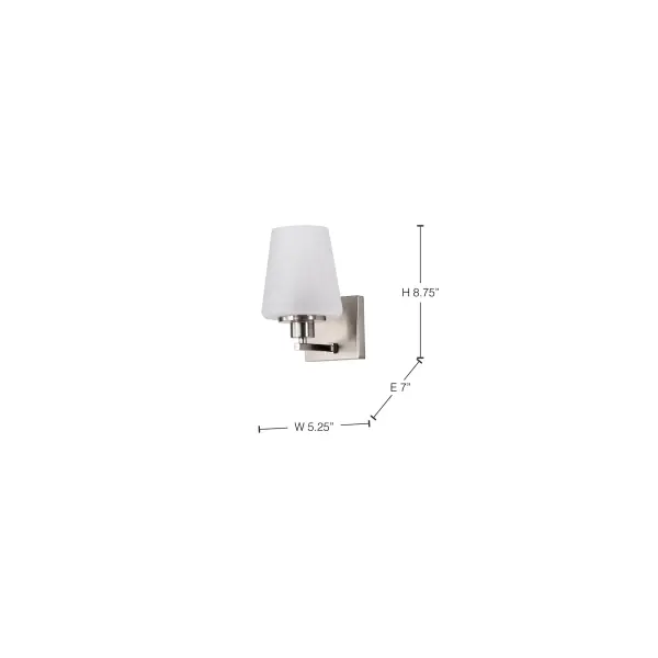 Lune 1-Light Vanity Sconce in Brushed Nickel with Etched White Glass - Image 11
