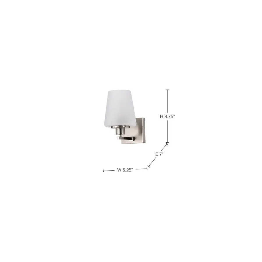 Lune 1-Light Vanity Sconce in Brushed Nickel with Etched White Glass - Image 11