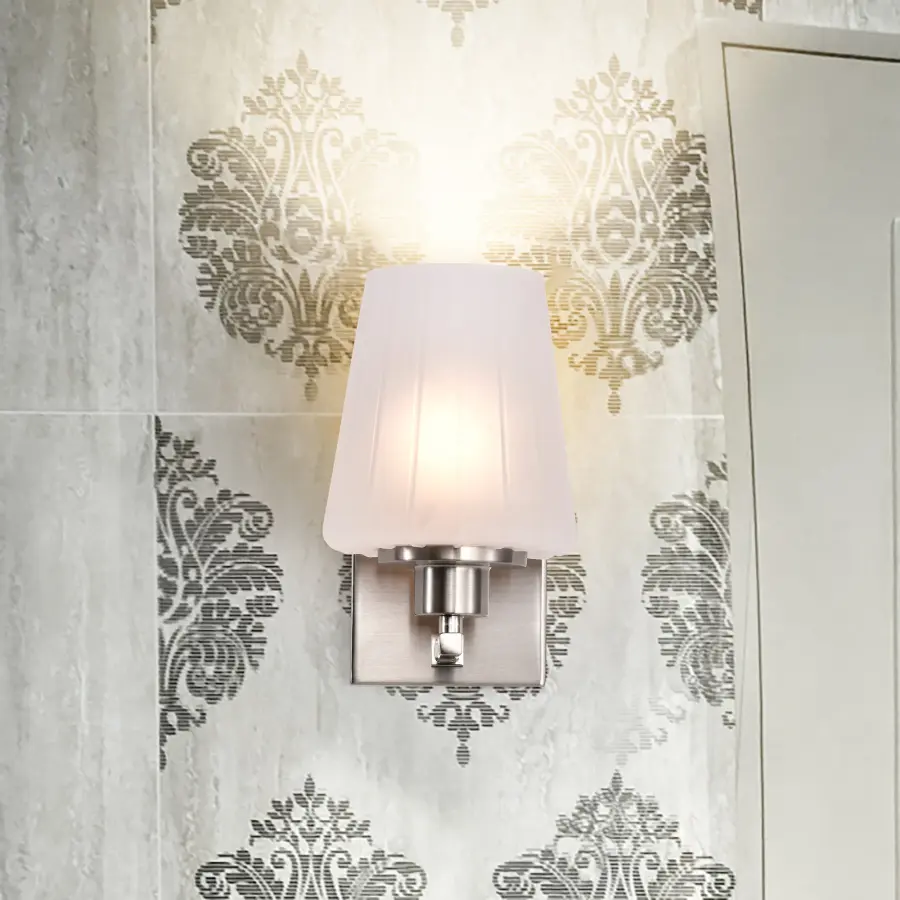 Lune 1-Light Vanity Sconce in Brushed Nickel with Etched White Glass - Image 13
