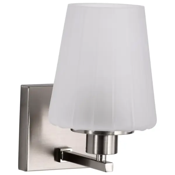 Lune 1-Light Vanity Sconce in Brushed Nickel with Etched White Glass - Image 3