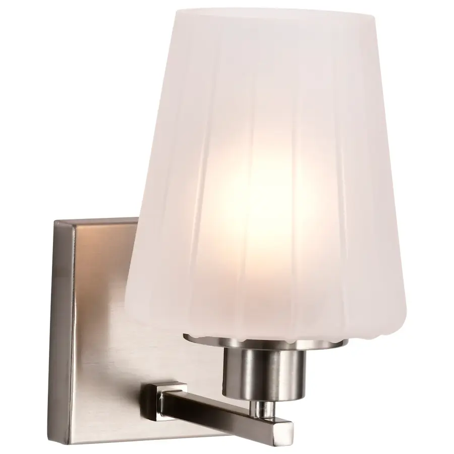 Lune 1-Light Vanity Sconce in Brushed Nickel with Etched White Glass - Image 4