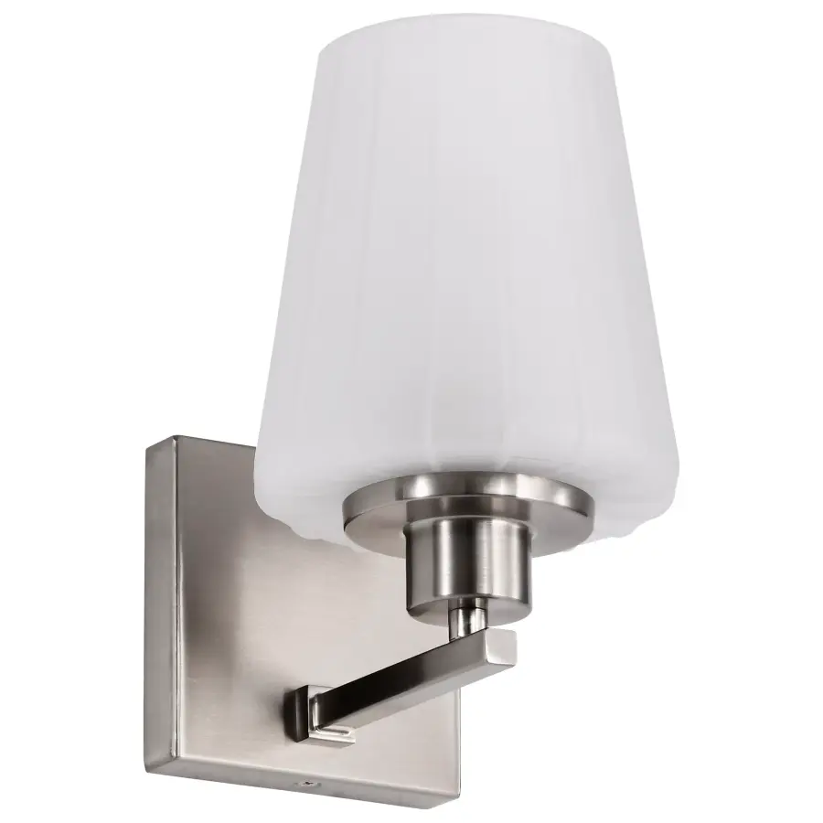 Lune 1-Light Vanity Sconce in Brushed Nickel with Etched White Glass - Image 5