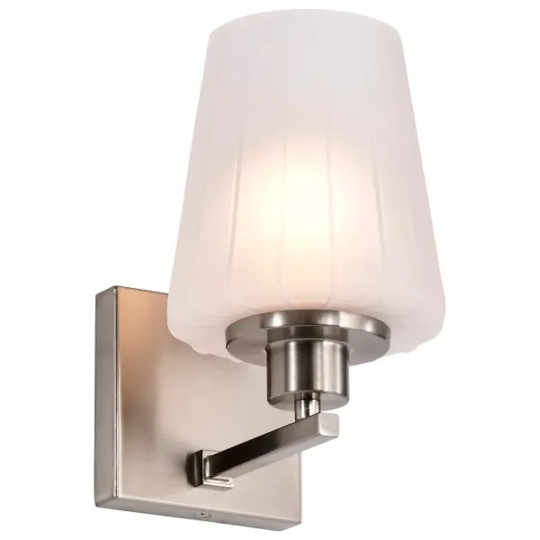 Lune 1-Light Vanity Sconce in Brushed Nickel with Etched White Glass - Image 6