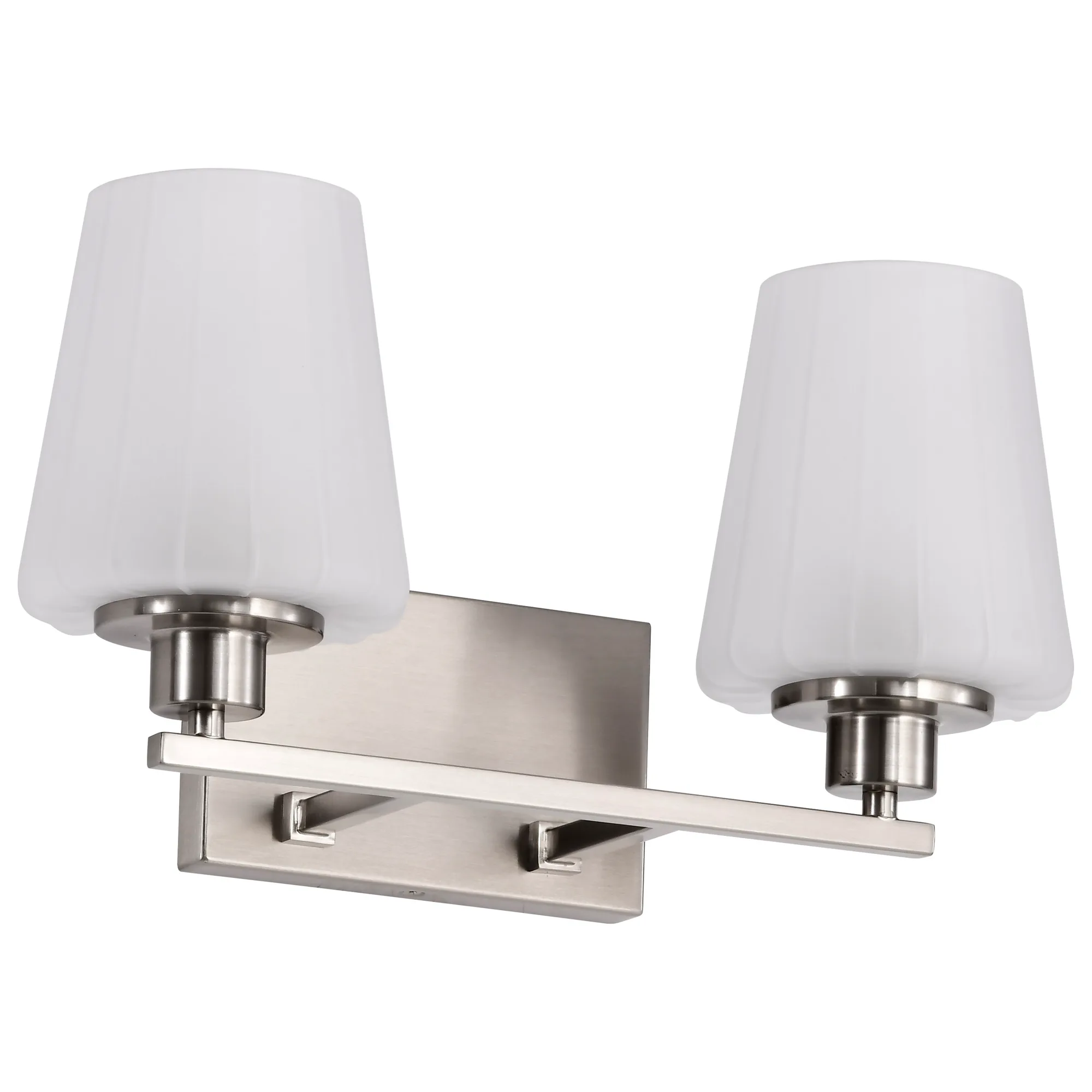 Lune 2-Light Vanity in Brushed Nickel with Etched White Glass