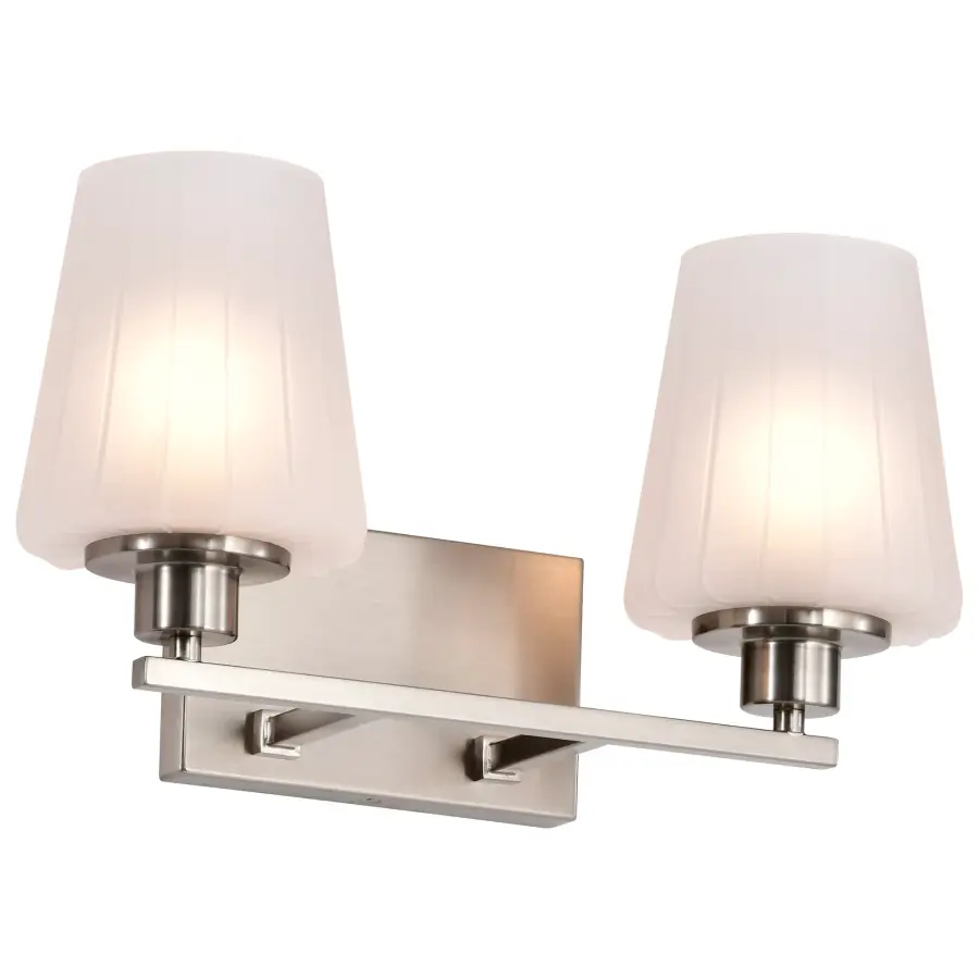 Lune 2-Light Vanity in Brushed Nickel with Etched White Glass - Image 2