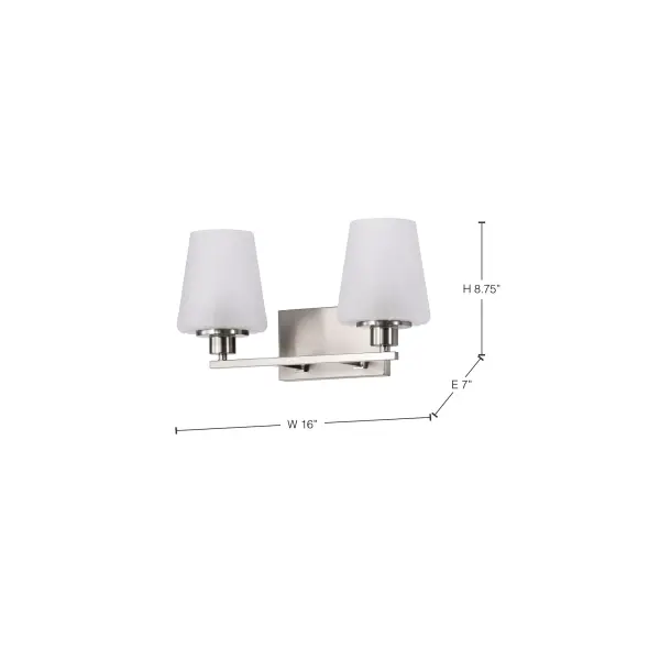 Lune 2-Light Vanity in Brushed Nickel with Etched White Glass - Image 16