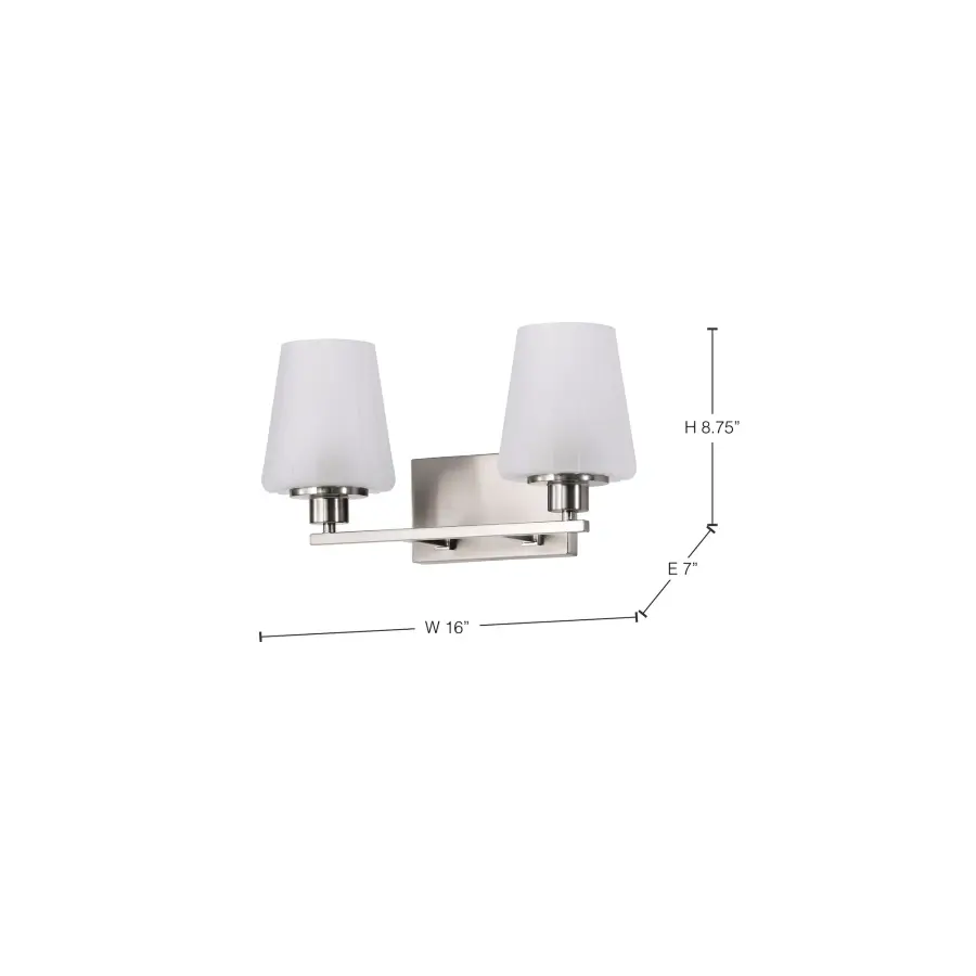 Lune 2-Light Vanity in Brushed Nickel with Etched White Glass - Image 16