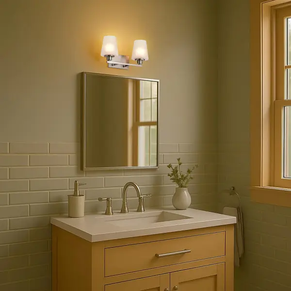 Lune 2-Light Vanity in Brushed Nickel with Etched White Glass - Image 17