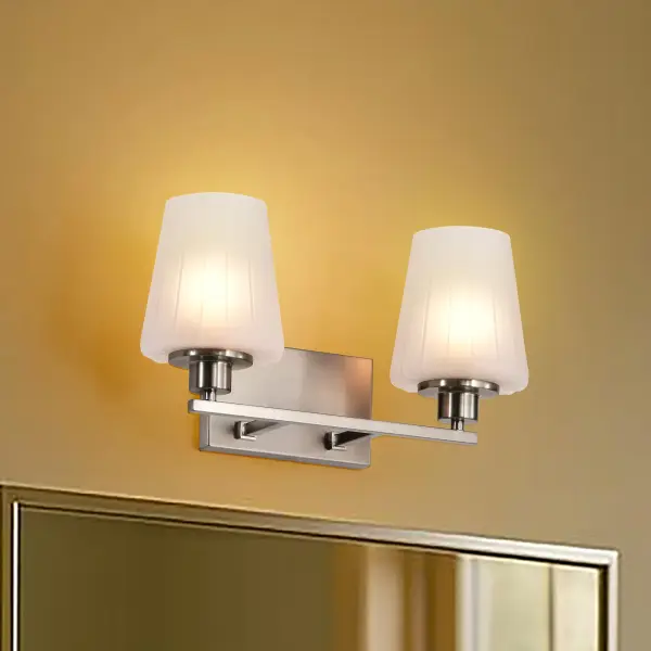 Lune 2-Light Vanity in Brushed Nickel with Etched White Glass - Image 18