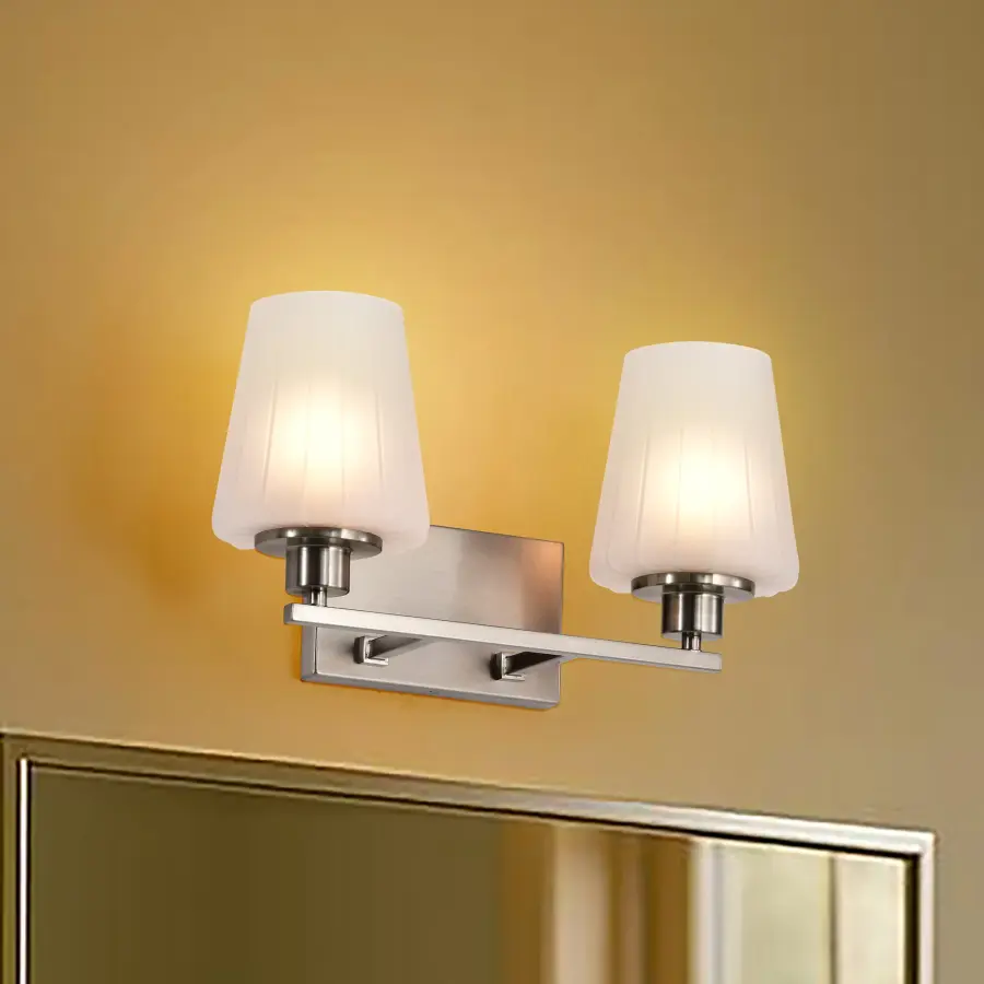 Lune 2-Light Vanity in Brushed Nickel with Etched White Glass - Image 18