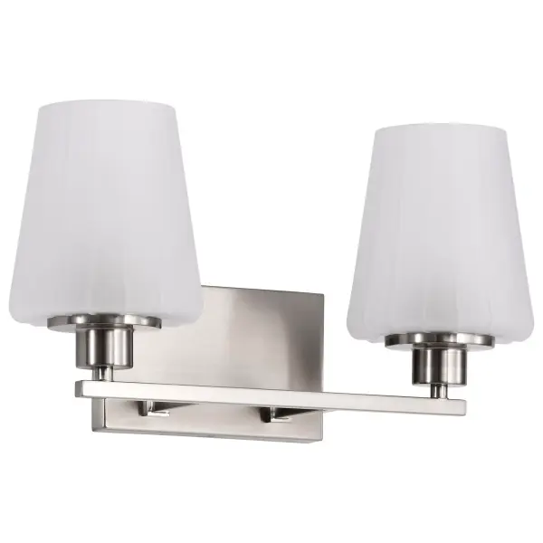 Lune 2-Light Vanity in Brushed Nickel with Etched White Glass - Image 3