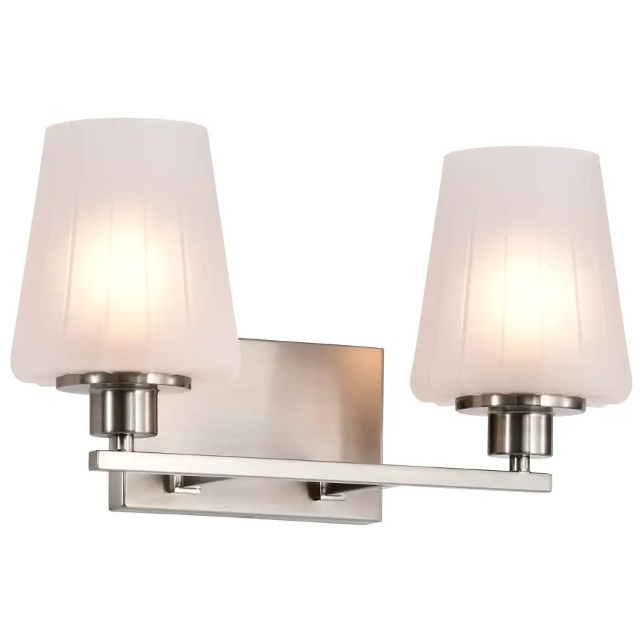 Lune 2-Light Vanity in Brushed Nickel with Etched White Glass - Image 4